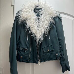 Noize leather jacket with fur collar